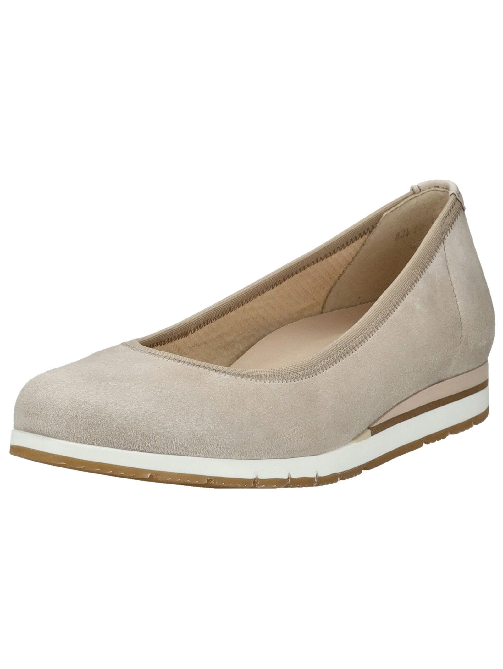 Ballerina GABOR COMFORT "Gabor Comfort Ballerinas Leder", Damen, Gr. 37,5, beige, Leder, Schuhe Ballerina