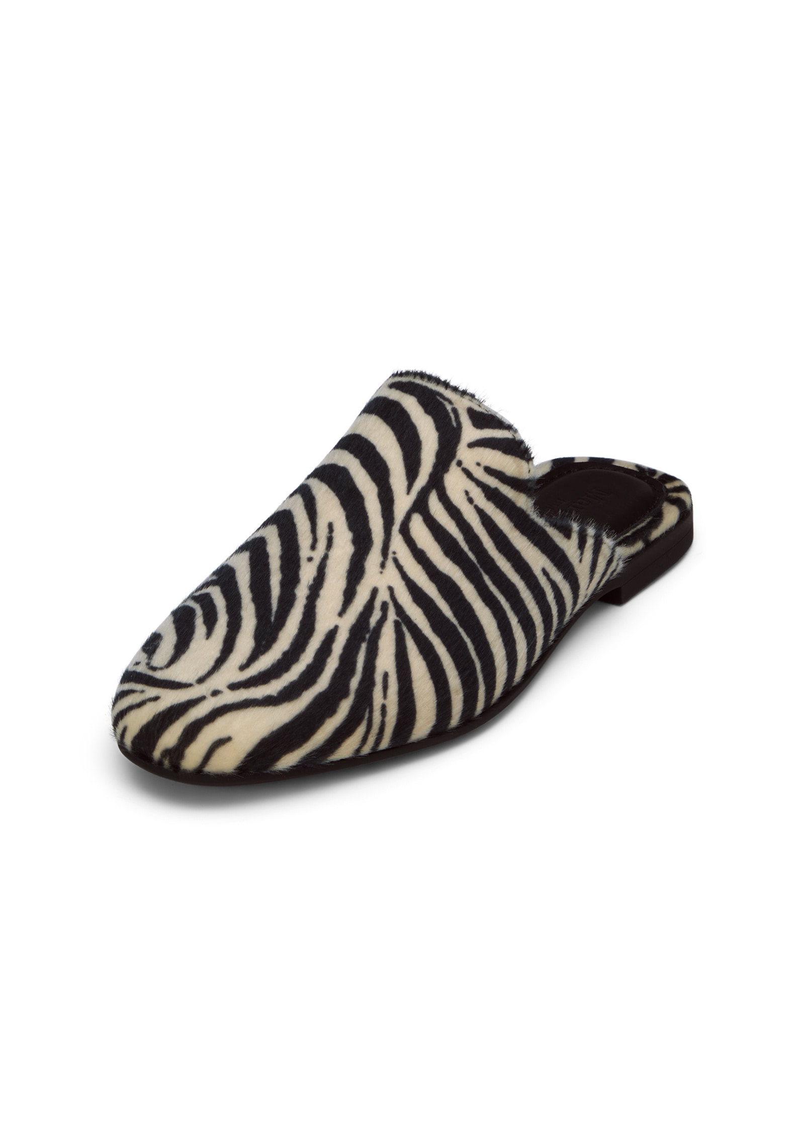 Sabot MARC O'POLO "in Zebrafell-Optik", Damen, Gr. 38, schwarz, weiß, Obermaterial: 100% Leder (Rind), unifarben, Schuhe Sabot