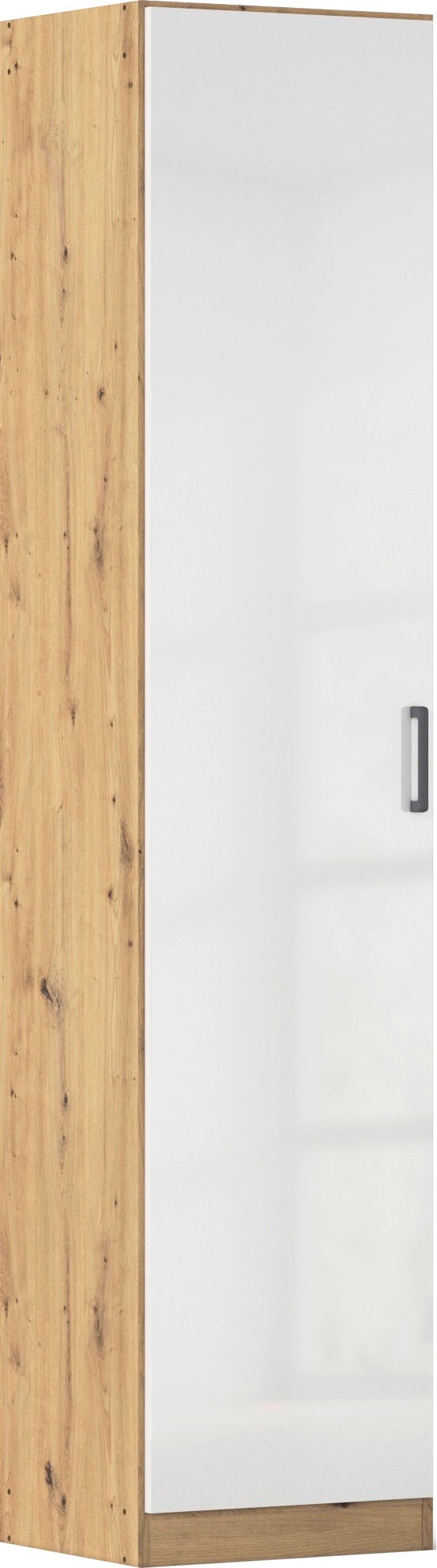 Mehrzweckschrank RAUCH "Garderobe Kleiderschrank Schrank Schuhschrank Putzschrank MINOSA", eiche artisan, hochglanz weiß, griffe graumetallic, B:47cm H:210cm T:41cm, Holzwerkstoff, Schränke, Mehrzweckschrank, In 4 Breiten mit vielen Einlegeböden für...