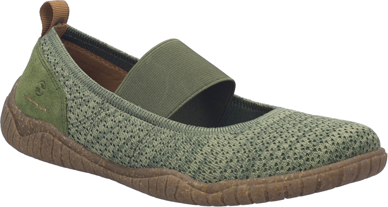 Ballerina JOSEF SEIBEL "Wynona 07", Damen, Gr. 38, grün, Leder, Textil, meliert, Schuhe Ballerina, Komfortschuh, Slipper mit Wechselfußbett, Weite G (=weit)