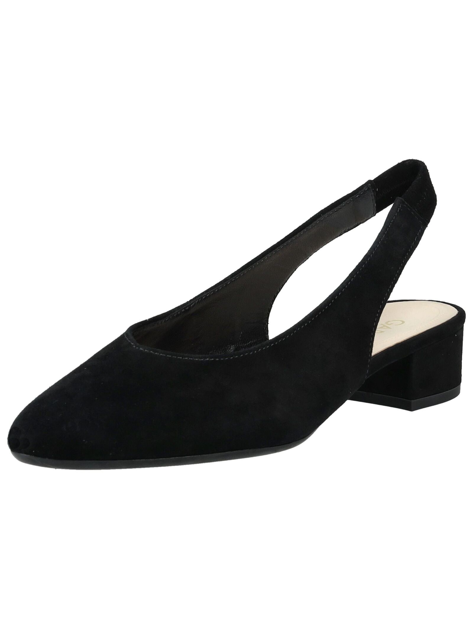 Slingpumps GABOR "Gabor Pumps Veloursleder", Damen, Gr. 40, schwarz, Veloursleder, Schuhe Slingpumps