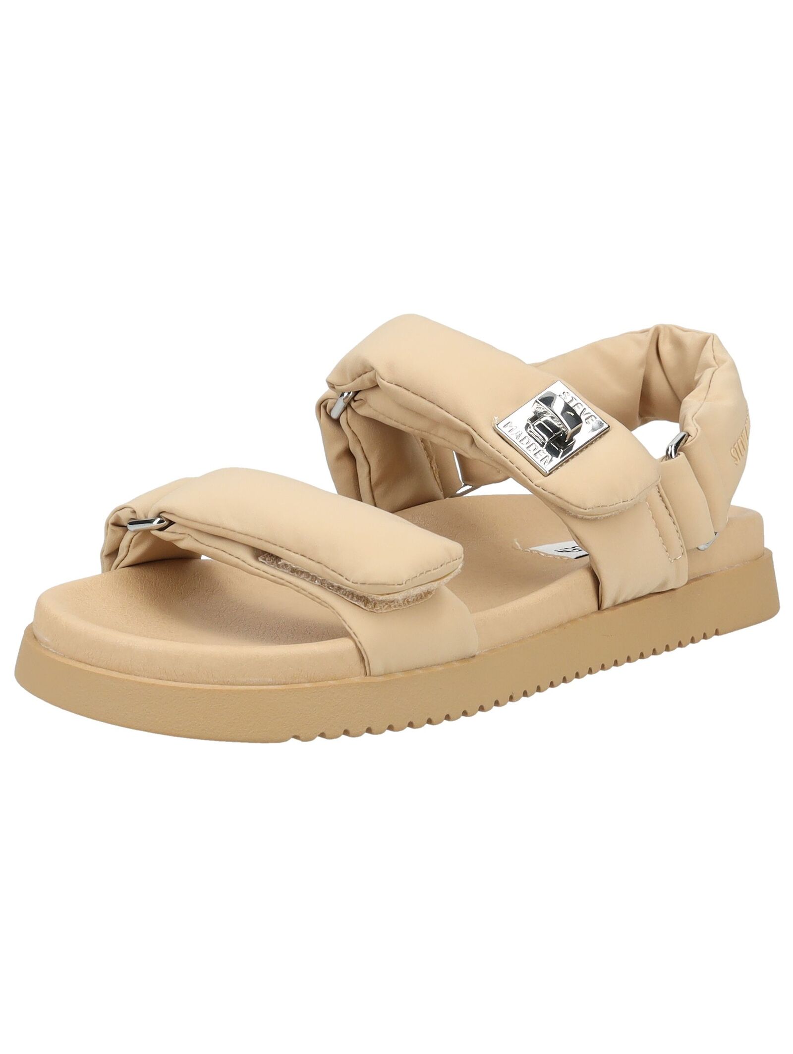 Riemchensandale STEVE MADDEN "STEVE MADDEN Sandalen Nylon", Damen, Gr. 42, beige, Textil, Schuhe Riemchensandale