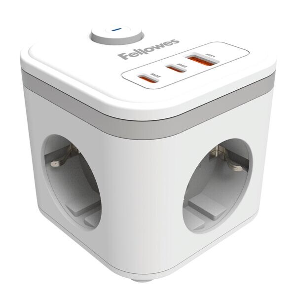 Fellowes 3-fach Steckdosenwürfel »Power Cube« mit 1x USB-A / 2x USB-C Weiß, 8x8x7.4 cm Image