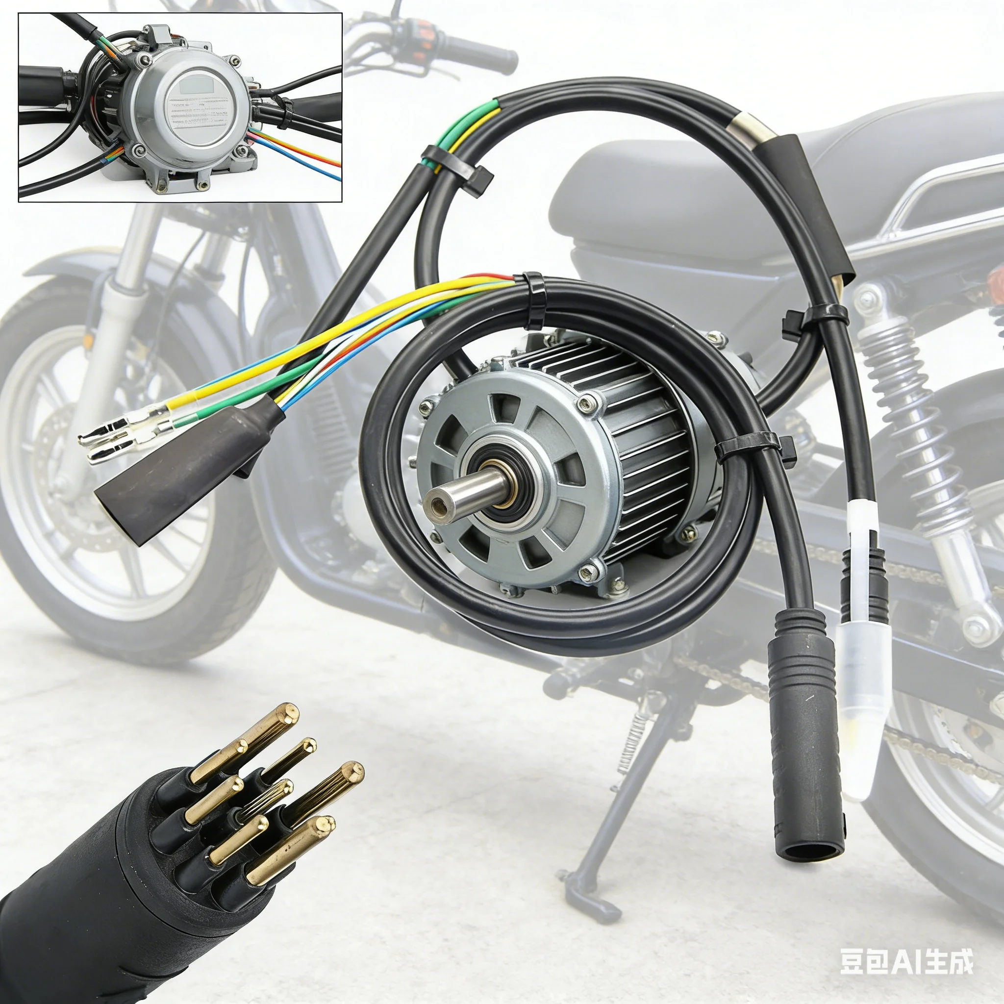 E-Bike Motor Hauptkabel 9-polig 50/70cm 1,5 Quadratmm Stecker/Buchse Bürstenloser Motor Draht Elektrofahrrad Nabenmotor Kabelzubehör Image