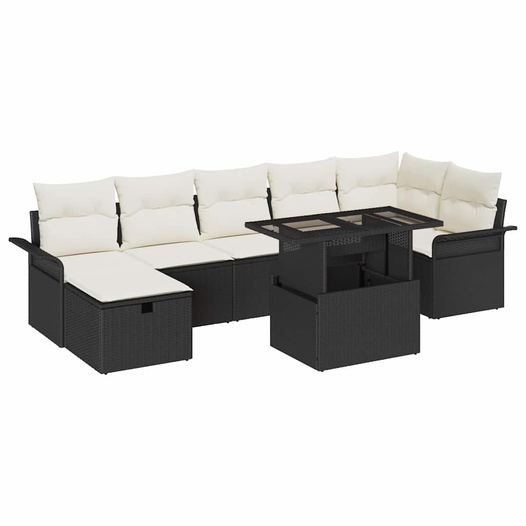 vidaXL Garten-Sofa-Set mit Kissen 8 pcs Schwarz Poly Rattan Image