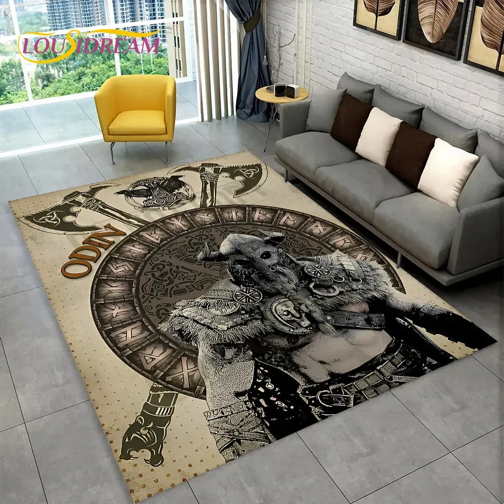 Wikinger nordische Mythologie Gott Wikinger Teppich, Teppich Teppich für Wohnzimmer Schlafzimmer Sofa Fuß matte Küche Dekor, Kind rutsch feste Boden matte Image