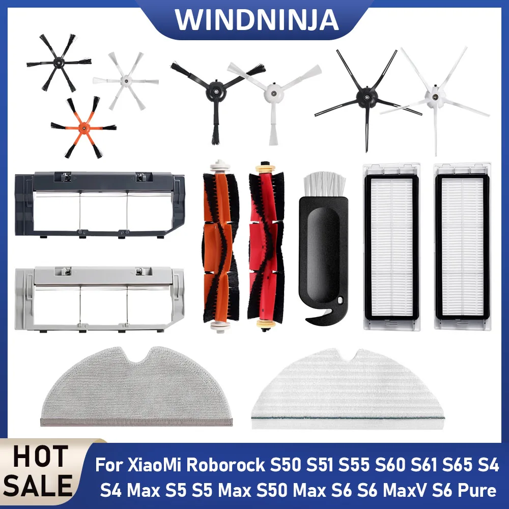 Für XiaoMi 1/1S Hauptbürste, Seitenbürste, Wischtücher, HEPA-Filter für Roborock S50 S51 S55 S6 S60 S61 S65 S4 S5 S6 MaxV S6Pure E20 E25 E35 Image