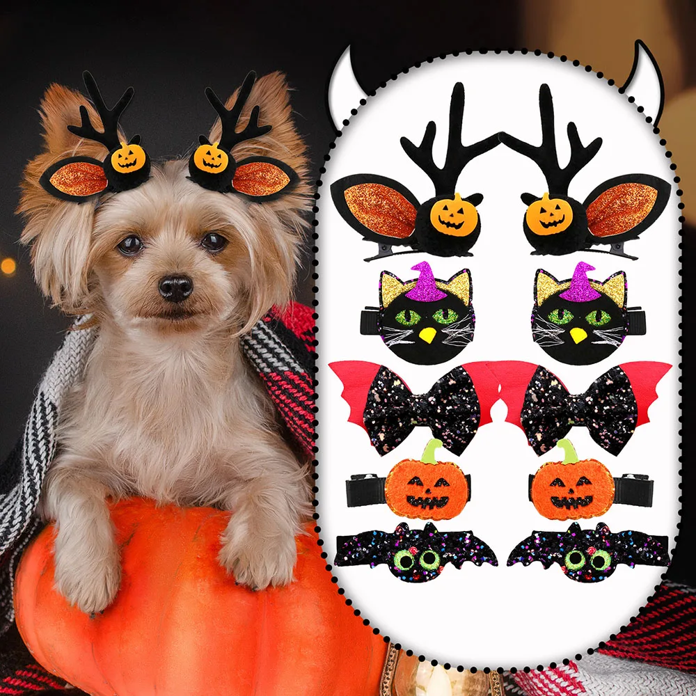 Haustier-Haarspangen, Halloween-Party, lustige Haarspangen für Hunde und Katzen, Fellpflege-Zubehör für Hunde, Hundeschleifen, Heimtierbedarf Image