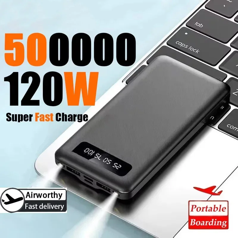 2026 NEUE 500000 mAh Power Bank 120 W Super Schnelle Ladung Große Kapazität Tragbare Externe Batterie Mit LED Digital display Image