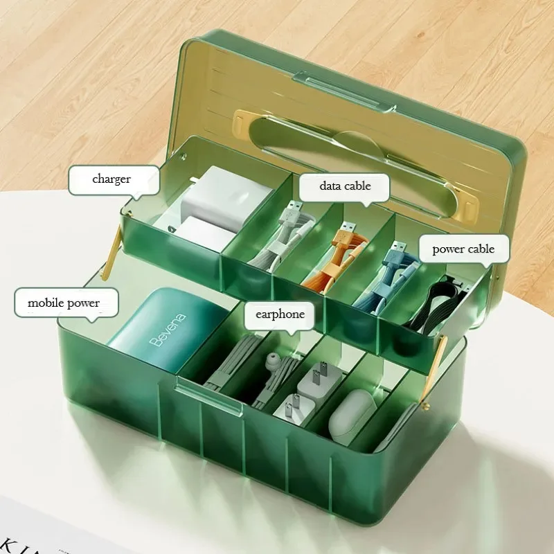 Flip-Top-Kabelorganisator-Box – Desktop-Kabelmanagement-Tool für Telefonladegeräte, Kopfhörer und Kabel; staubdicht im Schubladenstil Image