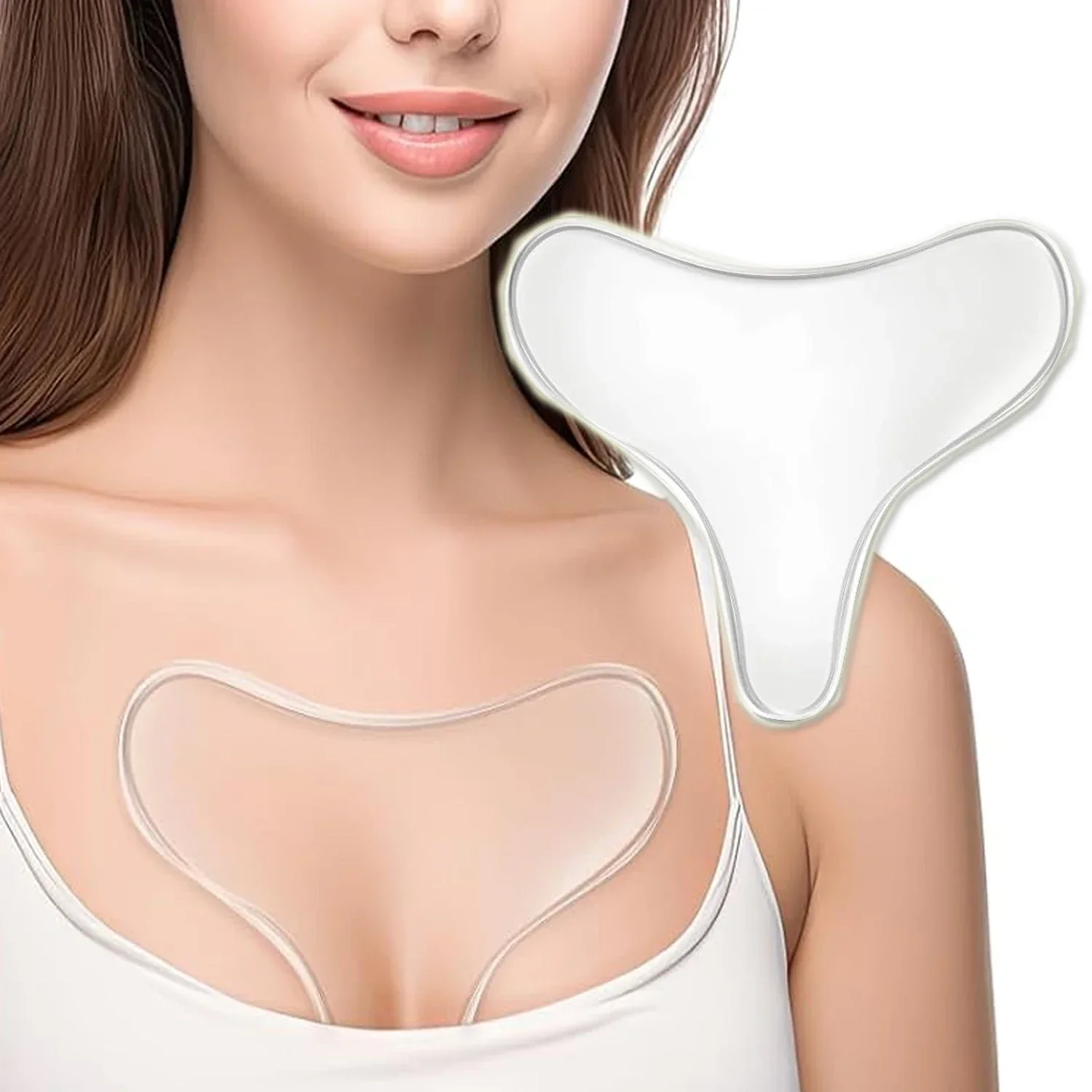 Wiederverwendbare Falten Silikon Transparent Entfernung T Anti Brust Pad Patch Gesicht Hautpflege Anti Aging Brust Lifting Brust Patch Fleisch Image