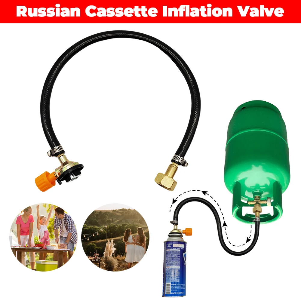 Russischer Langer Gastank-Fülladapter Einteiliges Kassetten-Butan-Tank Aufblasventil für Osteuropa Outdoor-Kocher Zubehör Image