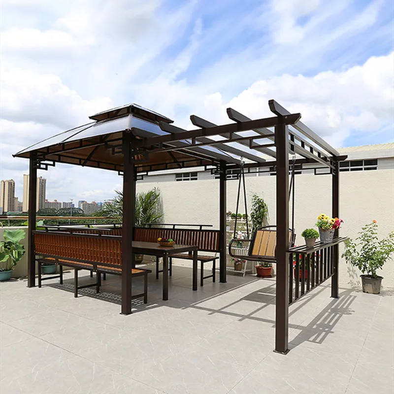 Pavillon im Freien, Innenhof, Traubenspalier, Villa, Freizeit, Aluminiumlegierung, antiseptisches Holz, ländlicher Hof, Außenterrasse, Gartenpavillon