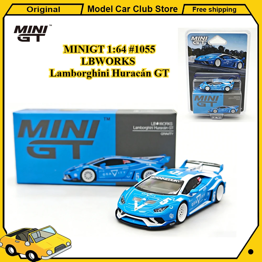 MINIGT 1:64 LBWORKS # 1055 Lamborghini Huracán GT Blaue Legierung Automodell Miniatur-Druckguss-Sammlung Ornament Modell Hobby Spielzeug Geschenk