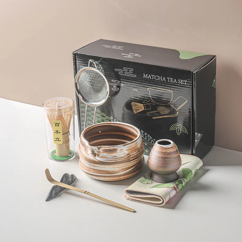 Vintage fatto a mano tradizionale giapponese Matcha ciotola frusta Set Set di tè e caffè Matcha cerimonia regalo Set completo Matcha con scatola
