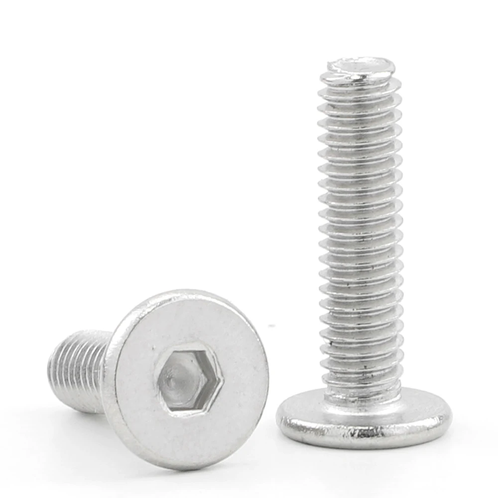 100 pz/sacchetto Viti a macchina a testa piatta ultra sottile con esagono incassato in acciaio inossidabile 304 M2 M2.5 M3 M4 M5 M6 M8 bullone a brugola a testa piatta grande