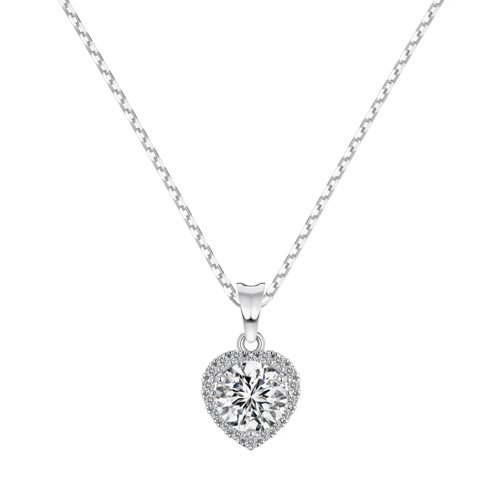Collana Dylam Classic Jewelry in Argento Sterling 925 con Catena a Maglie e Ciondolo a Forma di Cuore con Zirconia Cubica 5A per Uso Quotidiano