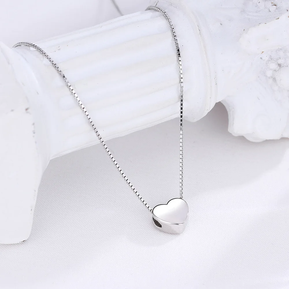 Collana girocollo minimalista con cuore collana con ciondolo a forma di cuore liscio collana con cuore in argento Sterling S925 per la promozione delle donne