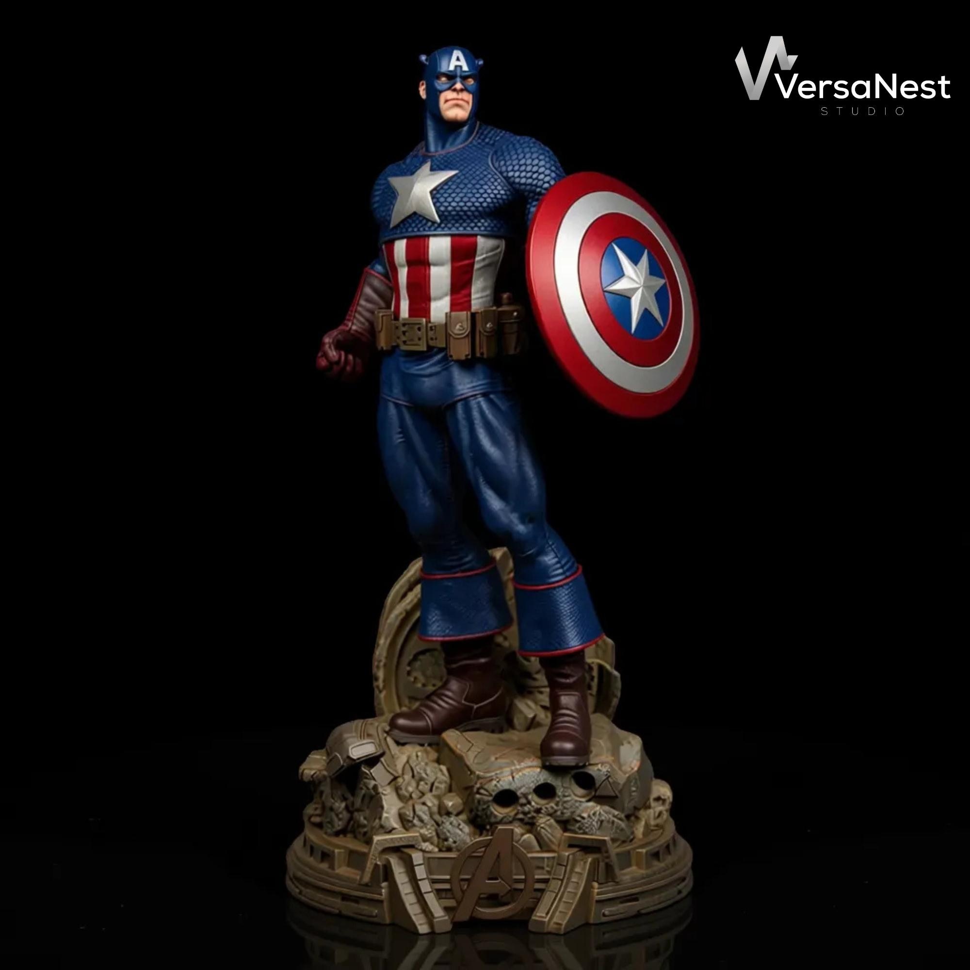 Modello 3D STL di Captain America / Statua di supereroe per stampa 3D in resina / Figura fan art di eroe ad alto dettaglio