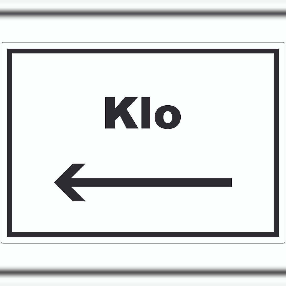 HB-Druck Klo Aufkleber mit Text und Richtungspfeil links WC Toilette waagerecht A7 (74x105mm) Image