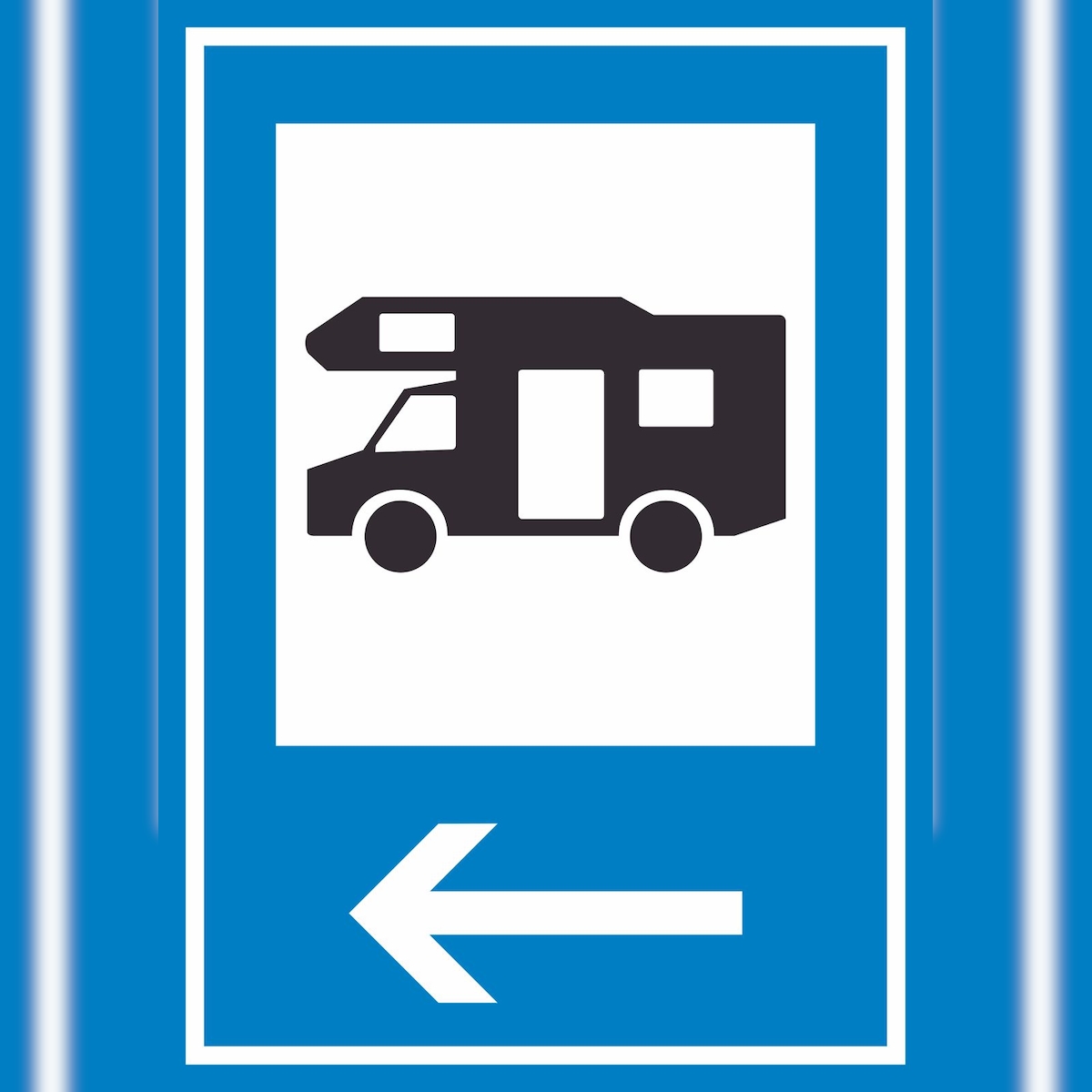 HB-Druck Campingplatz Wohnmobil Schild mit Pfeil links A3 Rückseite selbstklebend Image