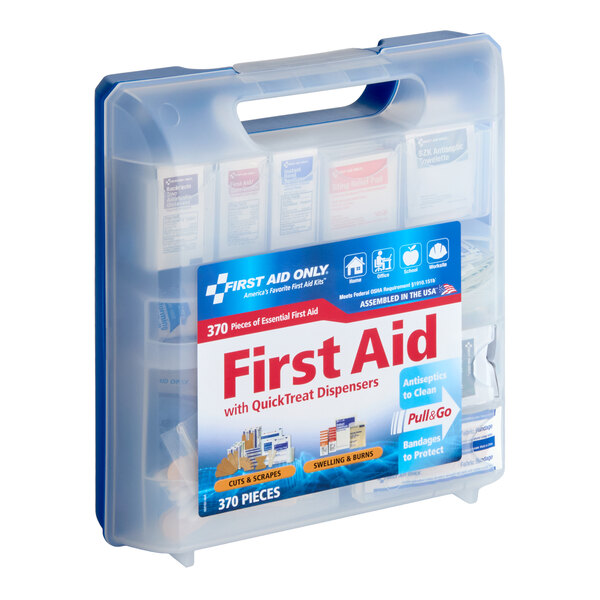 First Aid Only 91407 370-Piece 50-Person First-Aid Kit with QuickTreat BZK Dispenser Case - 6/Case