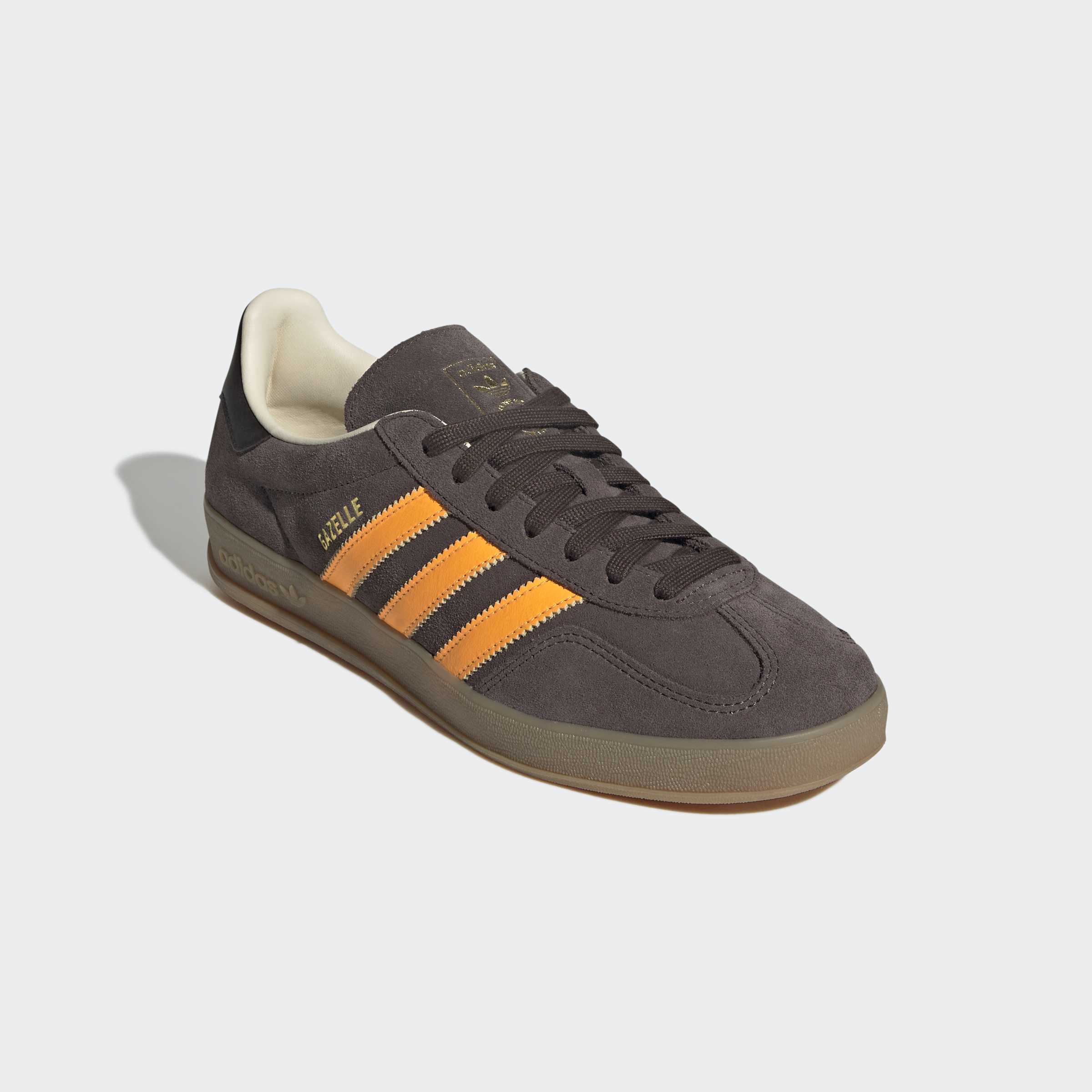 Sneaker ADIDAS ORIGINALS "GAZELLE INDOOR", Herren, Gr. 37, braun, lucid tangerine, wonder weiß, Leder, Schuhe Sneaker