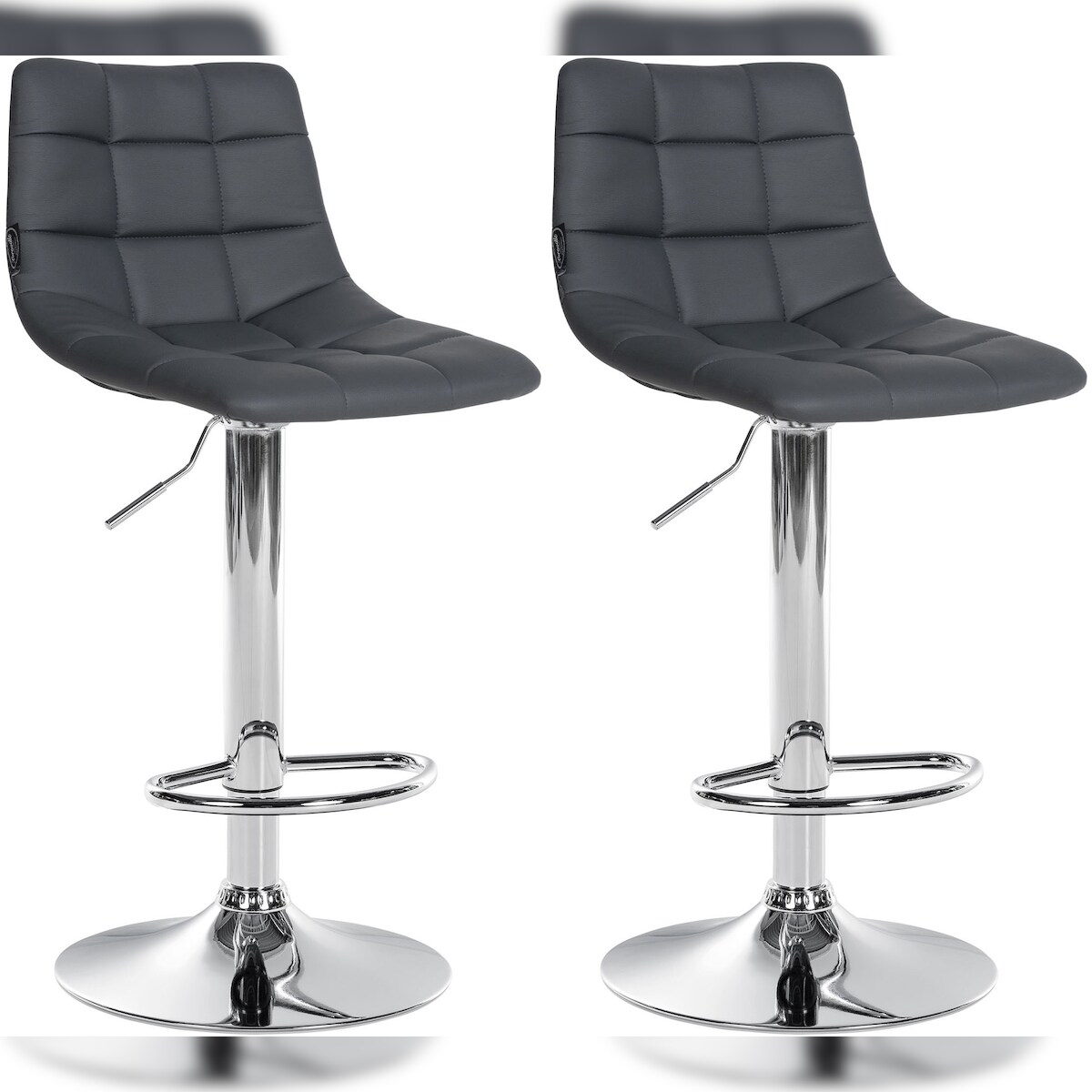 CLP 2er Set Barhocker Jerry Kunstleder grau/chrom Image