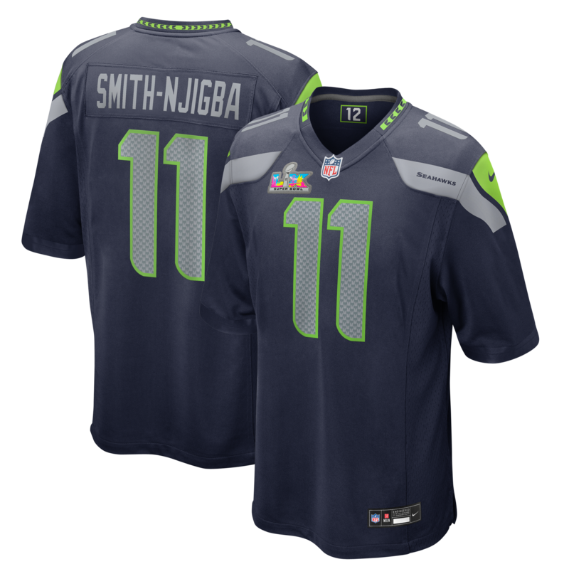 Nike Jaxon Smith-Njigba College Navy Seattle Seahawks Super Bowl LX Patch Game Jersey für Herren Image