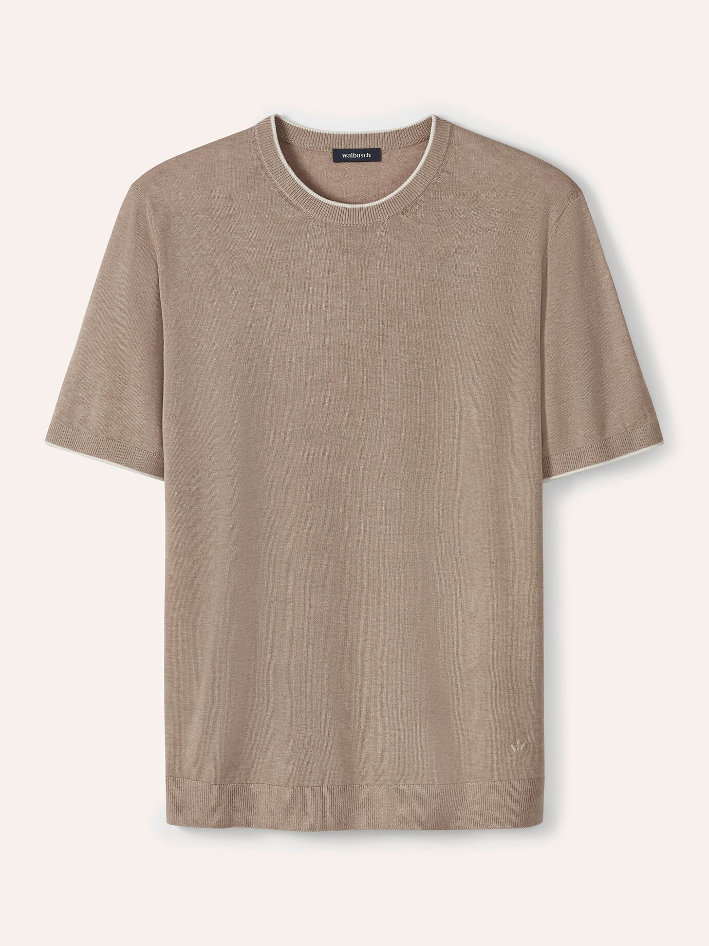 Walbusch Herren Feinstrick T-Shirt Beige