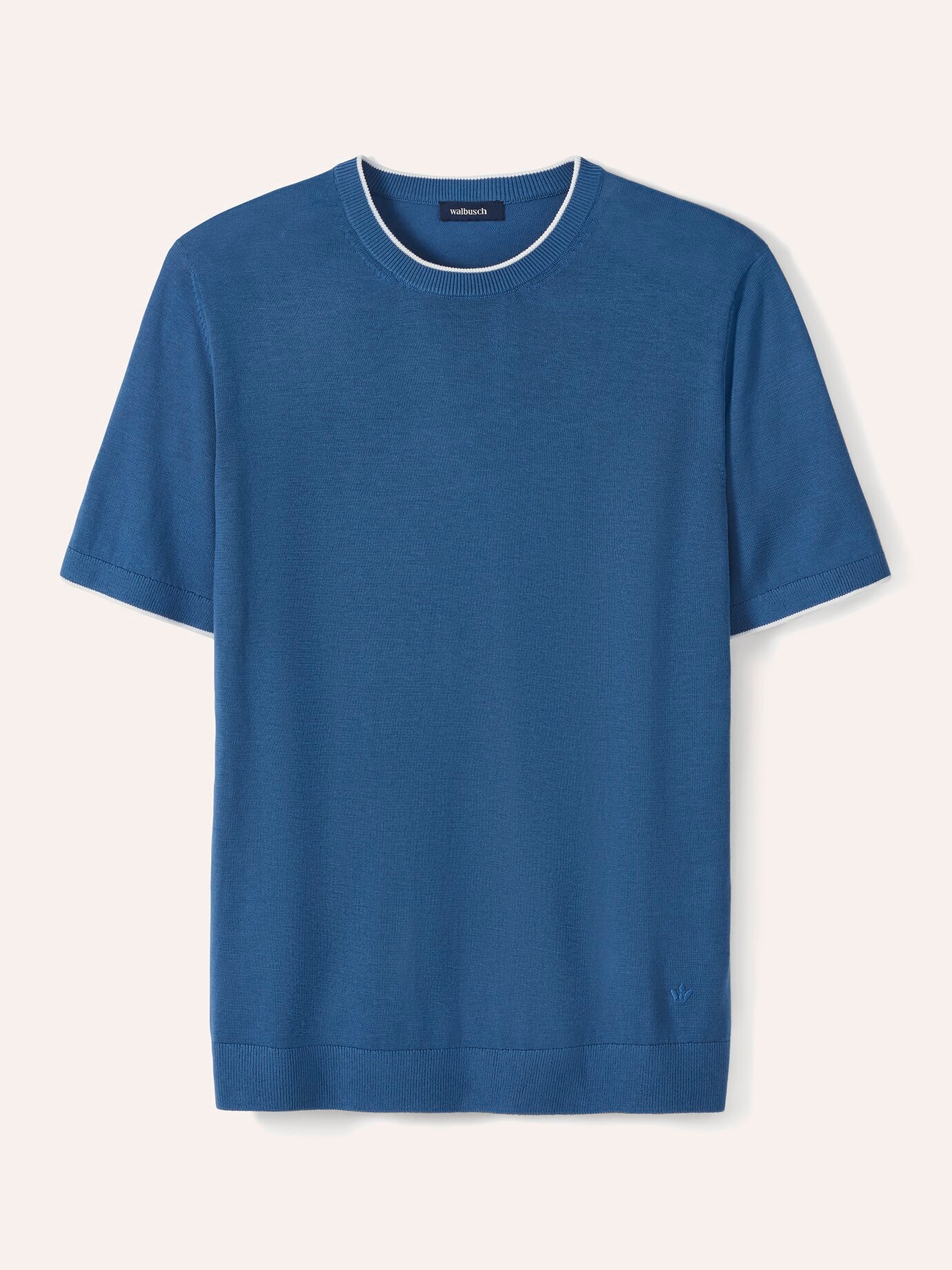 Walbusch Herren Feinstrick T-Shirt Blau