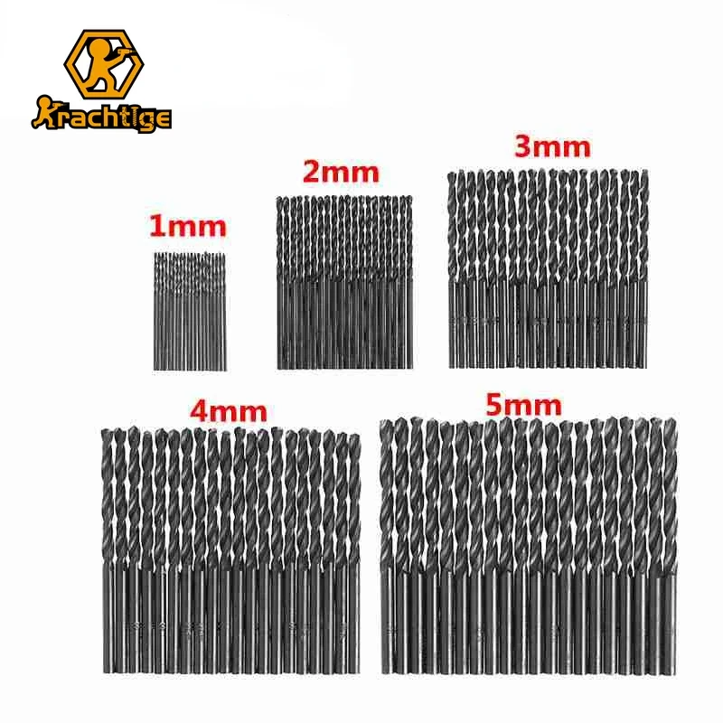 Krachtige 100 pezzi punta elicoidale HSS utensili per trapano in metallo punte da trapano in acciaio ad alta velocità 1mm 2mm 3mm 4mm 5mm set di punte per sega a tazza