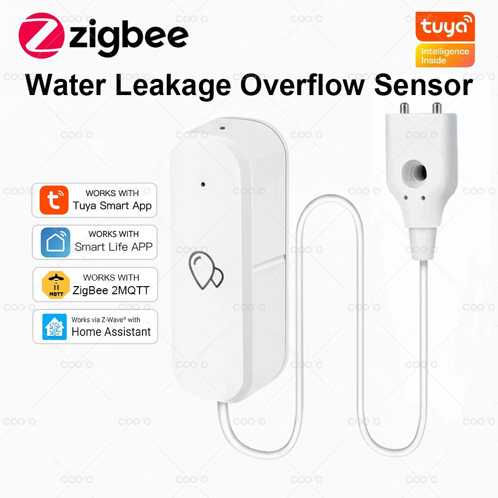 ZigBee 3.0 Wassersensor Leckage-Alarm Überlauf-Niveau Hochwasser-Detektor Tuya App Fernbedienung Smart Home Sicherheitsschutz Image