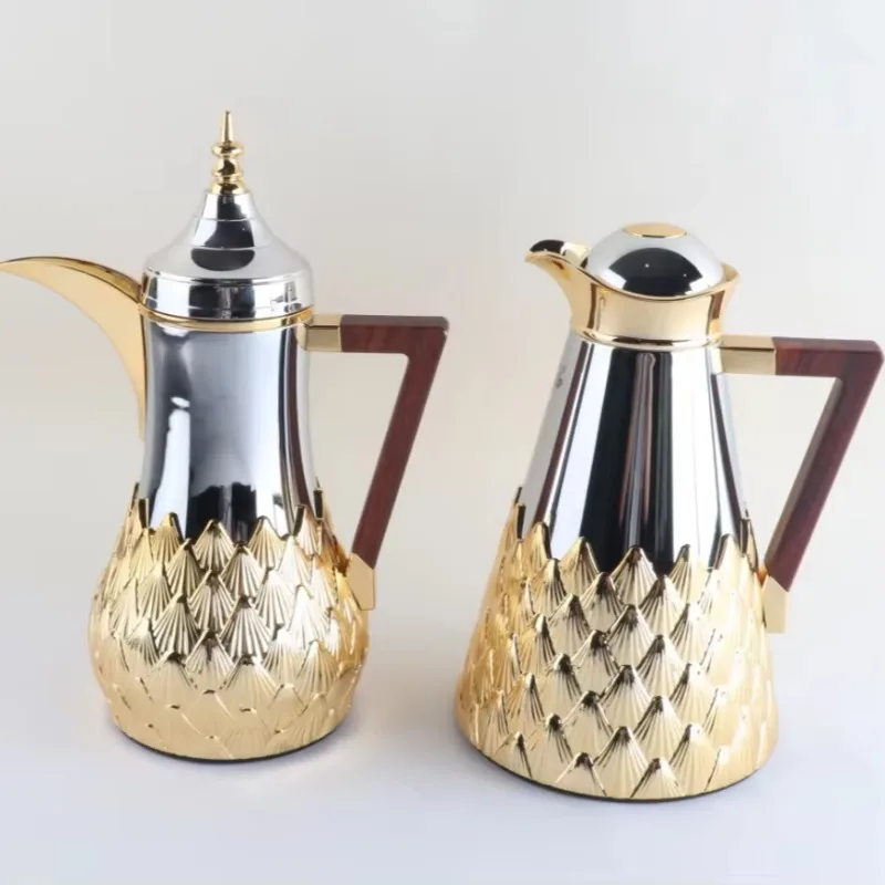 Neue Ankunft 0,7 L + 1L Arabischen Stil Dallah Isolierflaschen Thermoskannen Kaffee Teekanne Set Isolierflasche Set Image