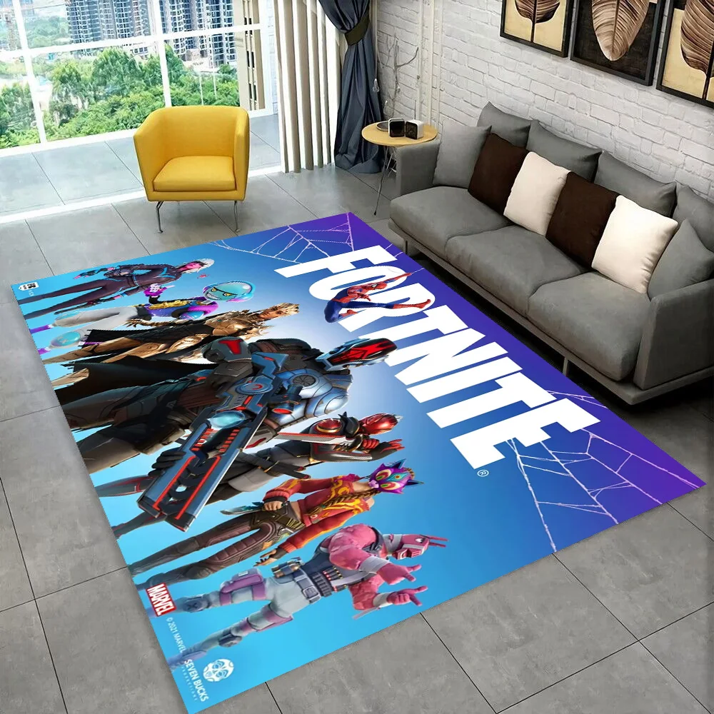 F-Fortnites Cartoon-Spiel-Teppich für Spielzimmer, Schlafzimmer, Wohnzimmer, Sofa, Zuhause, Fußmatte, Dekor, Bereich Teppich, rutschfeste Bodenmatte, Geschenk Image