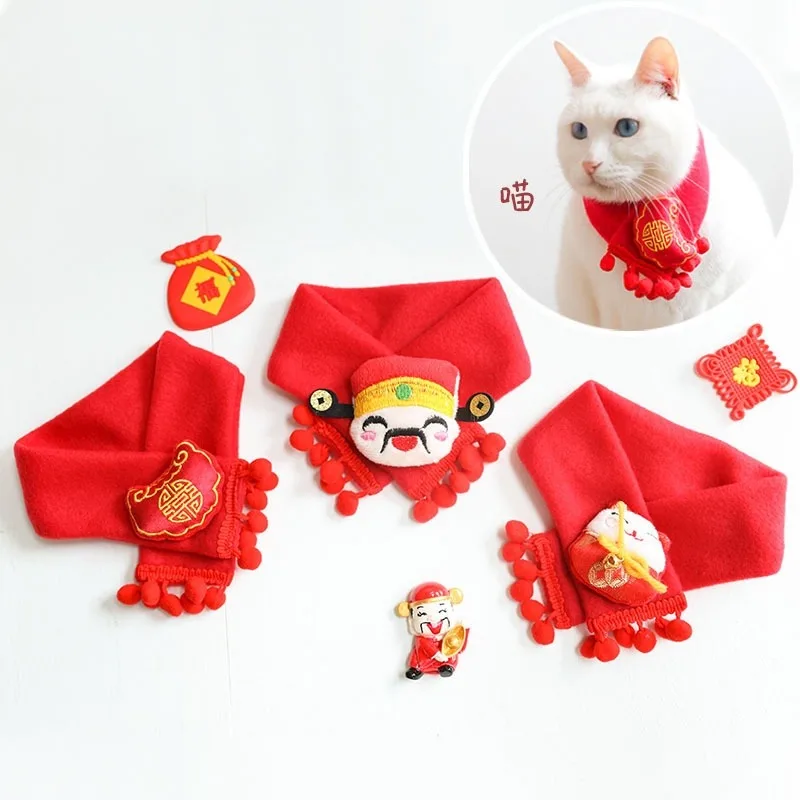 2026 Haustier Neujahrs-Lätzchen Winter Warm Festliche Katzen- und Hundekleidung Halsband Glücksbringer-Halsband Foto-Accessoires Niedlich Image