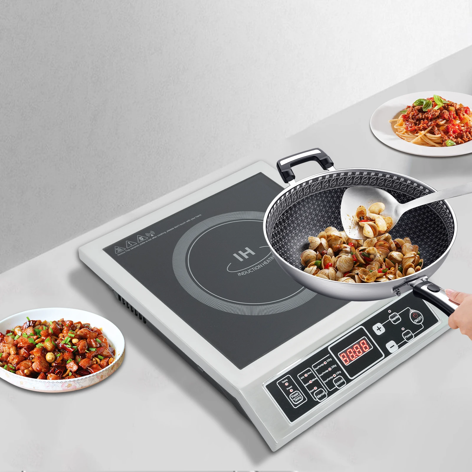 Hochleistungs-Induktionskochfeld, 3500 W, IGBT-Heizung, 10 Stufen, Temperatureinstellung, 50 kg Tragfähigkeit, tragbarer Elektroherd für die Küche zu Hause Image