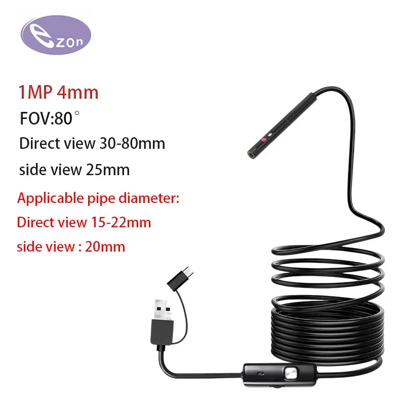 720P 4mm Dual Lens Endoskop Kamera Für Android & PC Typ-c Led Licht IP67 Endoskop Industrie inspektion Kamera Image