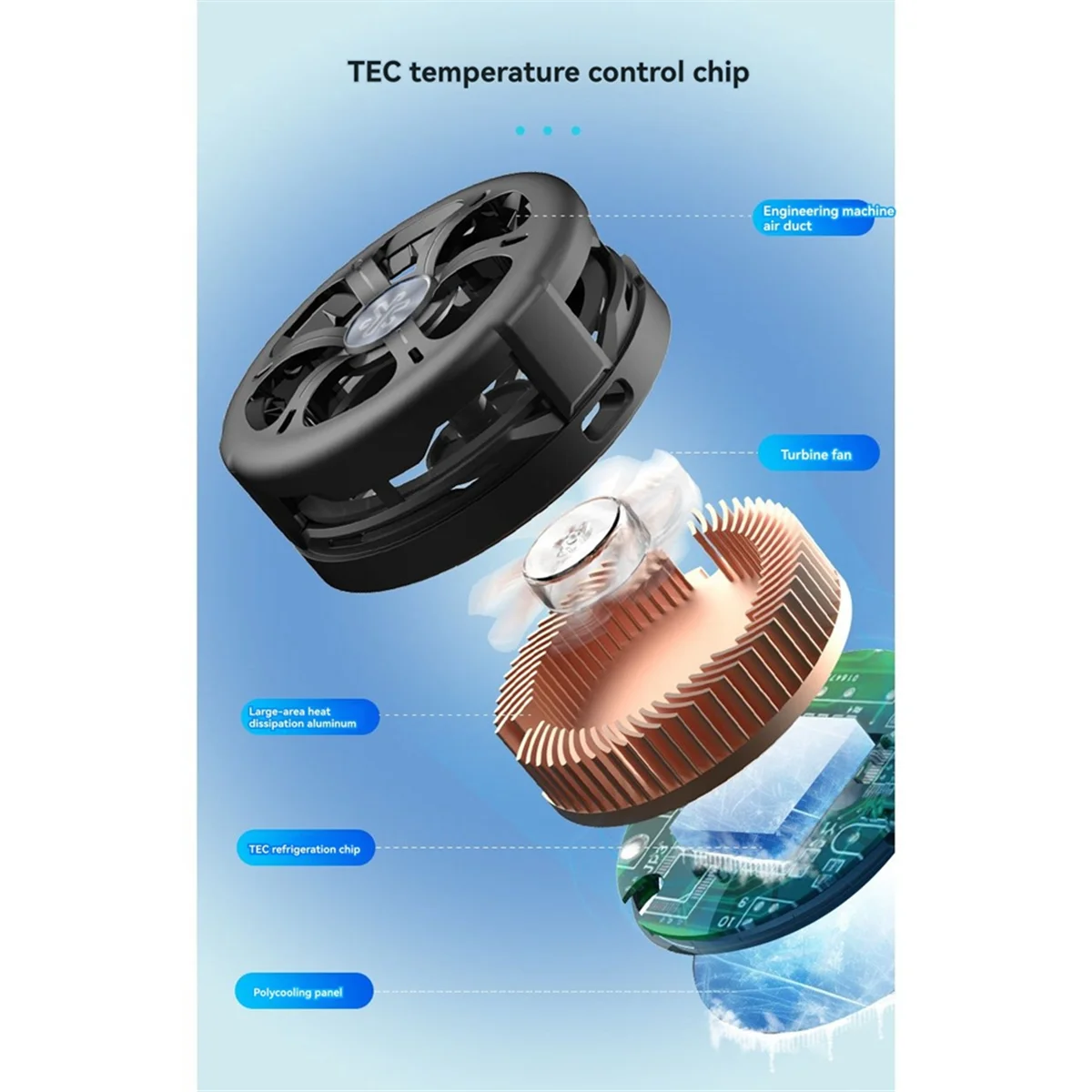 A45U QI2 für magnetisches kabelloses Ladegerät, Lüfter, Telefon-Ladegerät für Telefon-Kühler, Halbleiter-Schnellladegerät, Schwarz Image