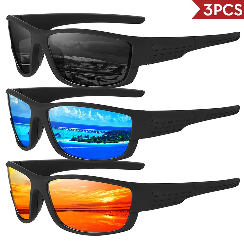 Polarisierte Sport-Sonnenbrille, quadratisches Design, UV400-Schutz, Unisex, für Outdoor, Autofahren, Angeln, Radfahren, Wandern, modische Brille Image