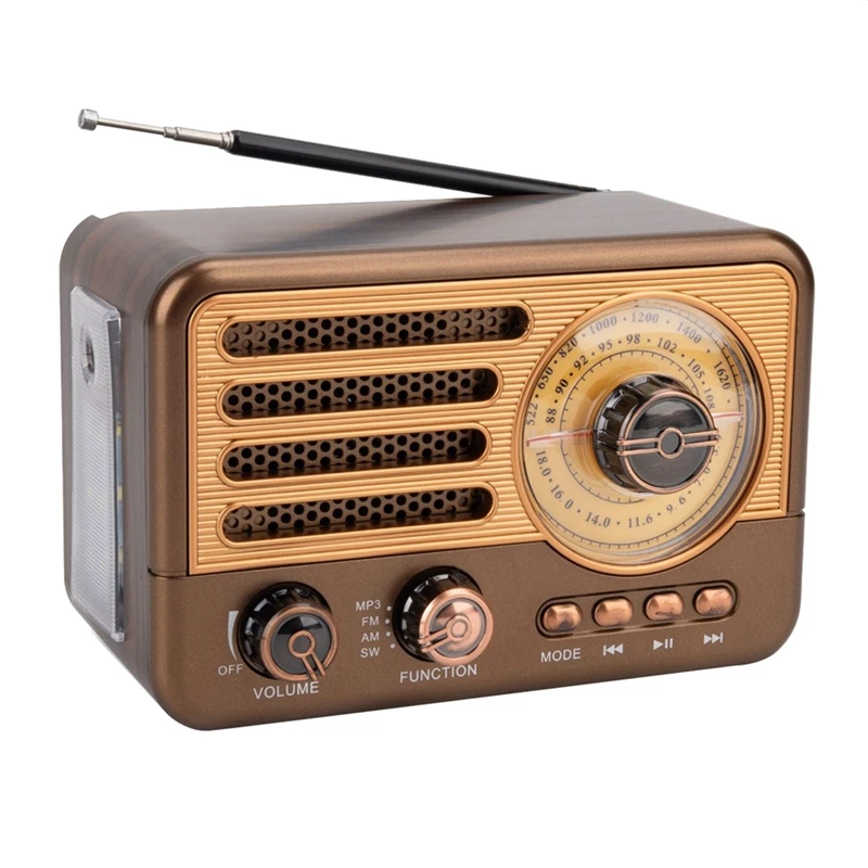 Tragbares Retro-Radio, Vintage-Bluetooth-Lautsprecher, FM/AM-Radioempfänger mit LED-Taschenlampe, unterstützt TF-Karte, USB, AUX-Play Image