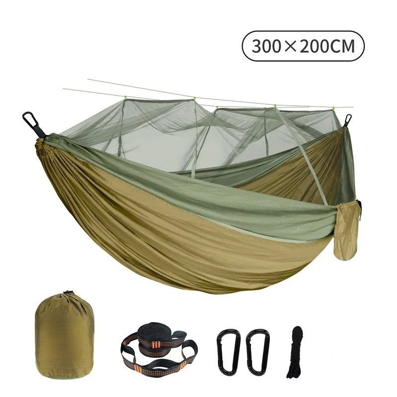 Doppel Moskito Net Hängematte 300 × 200CM Plus Größe Im Freien Anti-moskito Hängematte Regenschirm Tuch Nylon Anti-rollover Camping