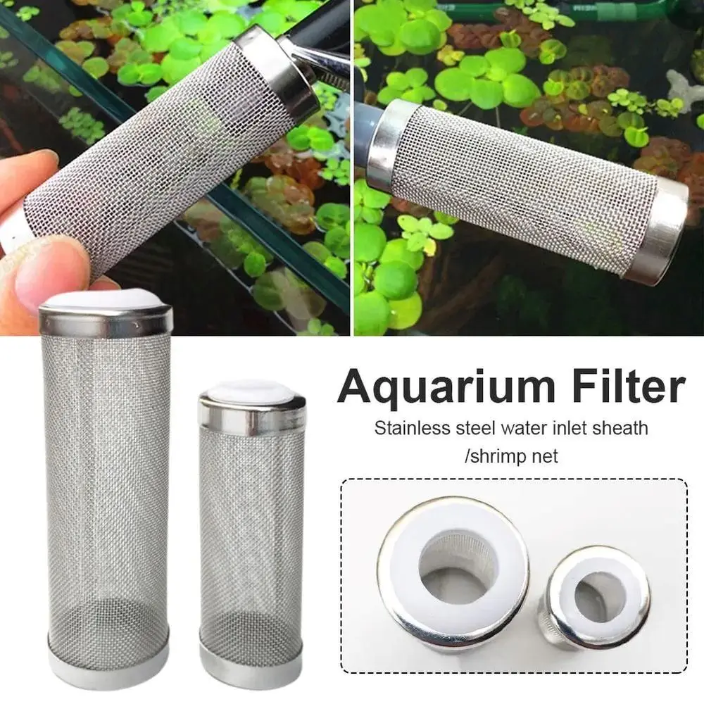 Aquarium-Wassereinlass-Schutzhülle Edelstahl-Filter Fischbecken-Filtersieb-Hülle Garnelen-Netz Aquarium-Zubehör Image