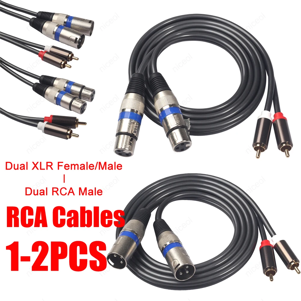 2RCA Männlich zu 2 XLR Stecker Audio Kabel Aluminium Legierung Shell Zink-legierung Canon Kopf für Verstärker Mischer Hause theater System Image