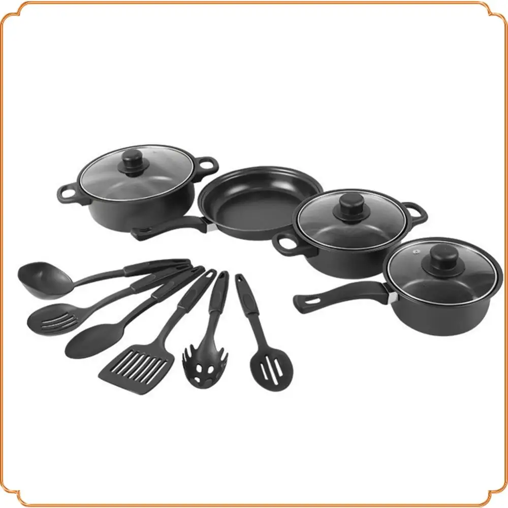 12-teiliges Antihaft-Kochgeschirr-Set, Milchtopf, Maifan-Stein-Bratpfanne mit Deckel, Kochtopf-Set, stapelbares Topf-Set für alle Kochfelder Image