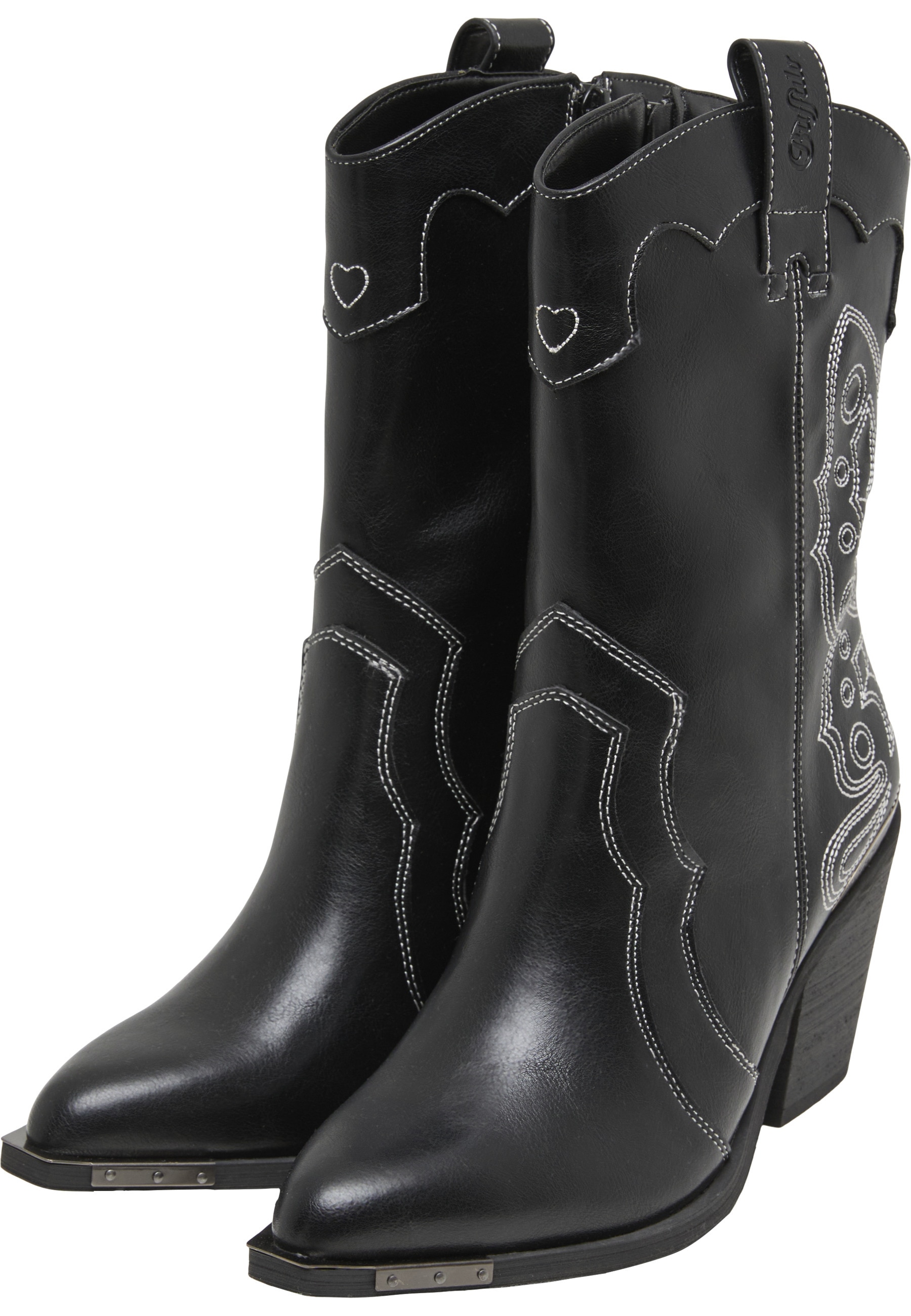 Stiefel BUFFALO "Buffalo WEST BOOT MID - VEGAN NAPPA", Damen, Gr. 39, schwarz, weiß, unifarben, Schuhe Stiefel