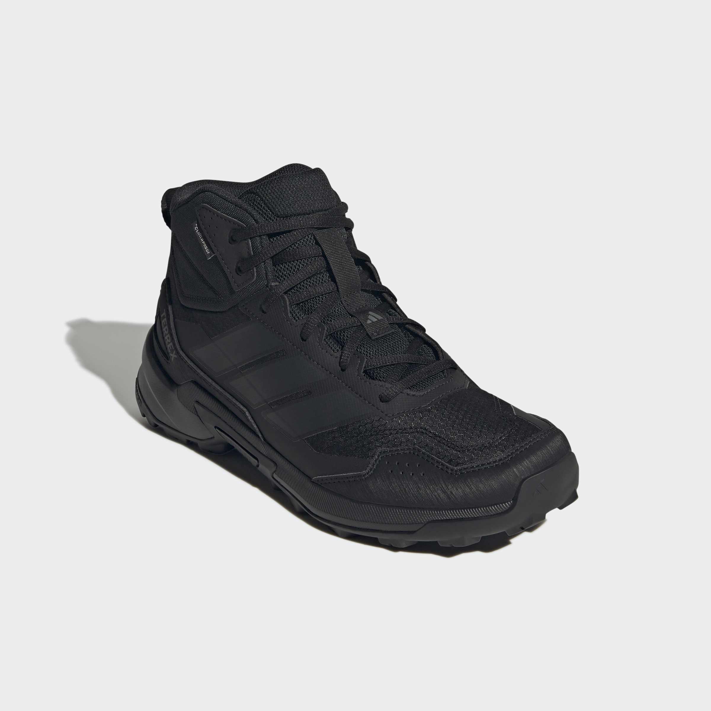 Wanderschuh ADIDAS TERREX "TERREX EASTRAIL 3 MID CLIMAPROOF", Herren, Gr. 44, core schwarz, carbon, grau four, Synthetik, Textil, Schuhe Wanderschuh, wärmend