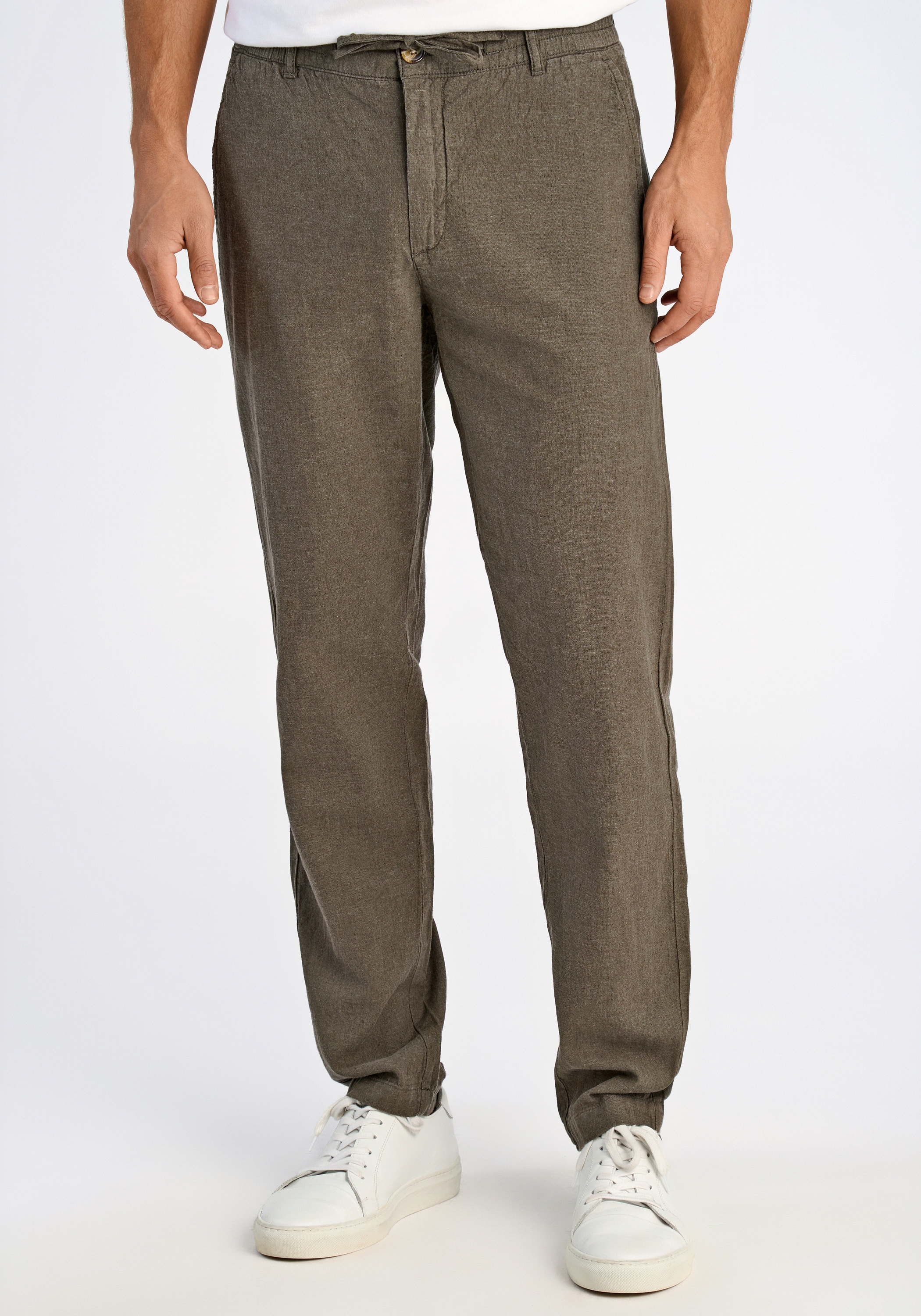 Leinenhose LINDBERGH "Leinenhose Tapered Fit", Herren, Gr. 3XL, dk army, Obermaterial: 55% Leinen, 45% Baumwolle, unifarben, gerade, unten schmal, Hosen Image