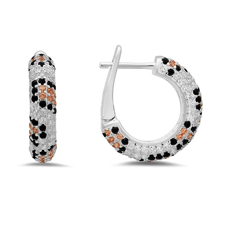 Sterling Leopard Skin Pave Cz Hoop Earrings - Metallic - Kylie Harper Earrings