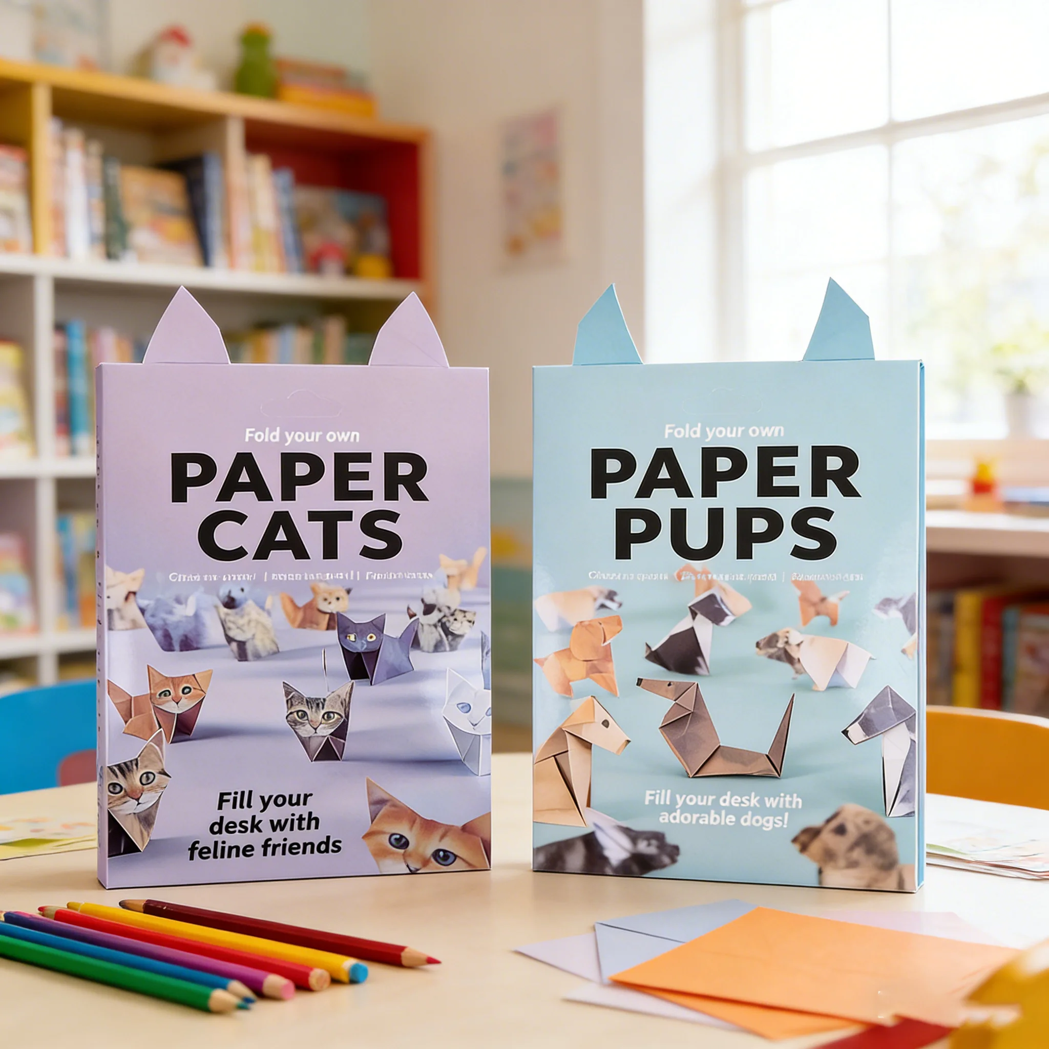 Créatif bricolage papier chats 50 feuilles bricolage Origami papier à la main bricolage papier chat chien dinosaure amusant Art artisanat pliant Animal pliant ensemble